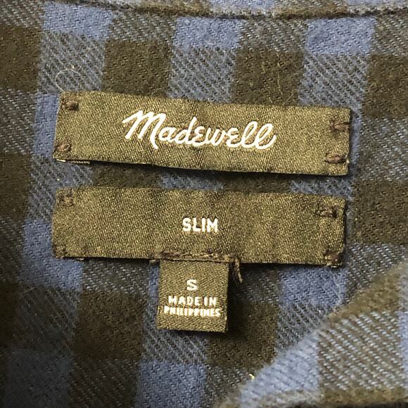 Madewell Black and Blue Gingham Long Sleeve Button Down Shirt Size Small - Picture 13 of 14